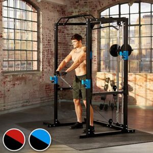 Tectake cage de musculation, rack de musculation, station de fitness - noir/bleu